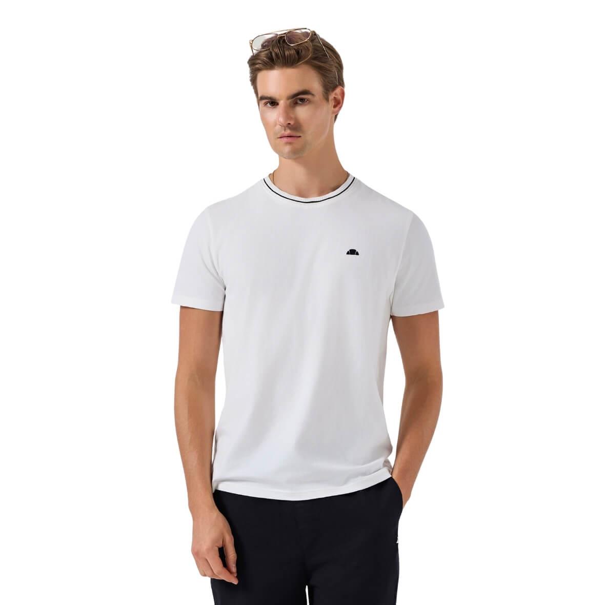  Ellesse 6SM5058-OF Bisiklet Yaka Erkek Triko T-Shirt - Kırık Beyaz