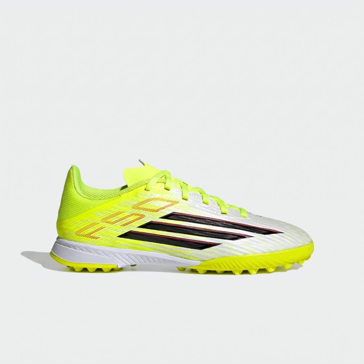 Adidas F50 League TF J Çocuk Halı Saha Kramponu - Beyaz / Neon Sarı