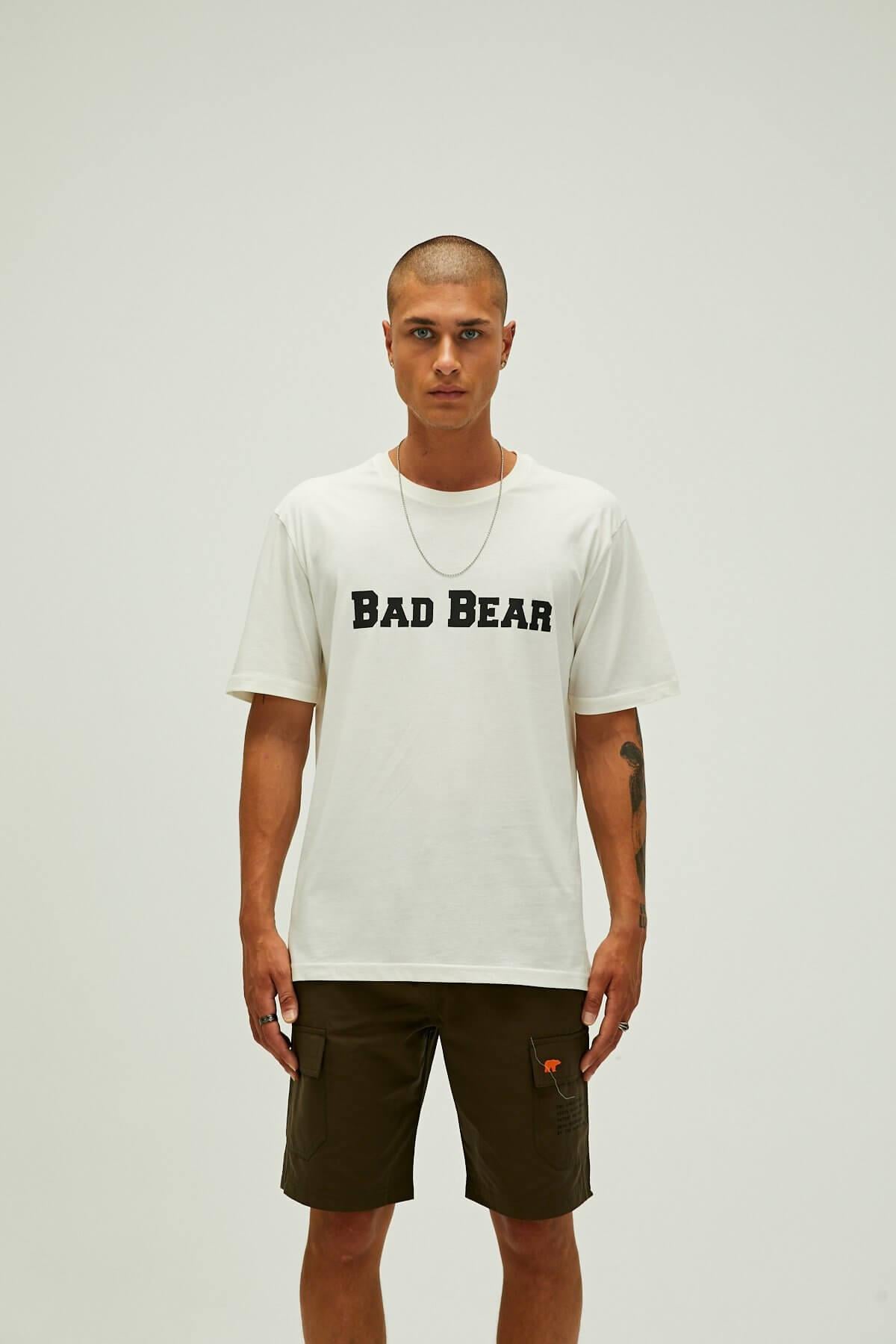 Bad Bear Title Erkek T-Shirt - Kırık Beyaz