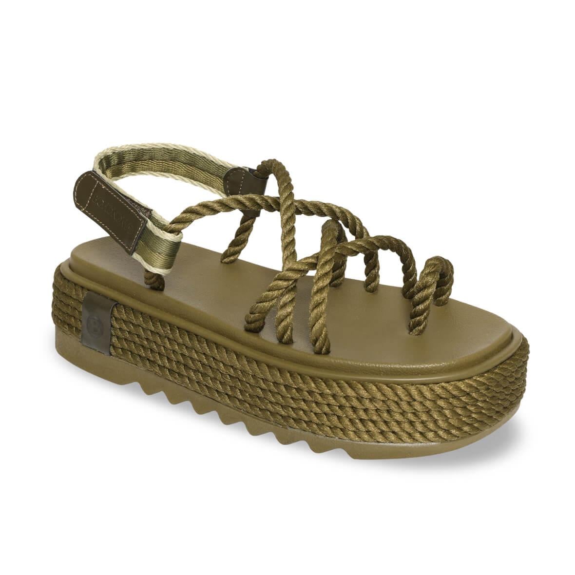 Bohonomad Ibiza Chunky Platform Kadın Sandalet - Haki