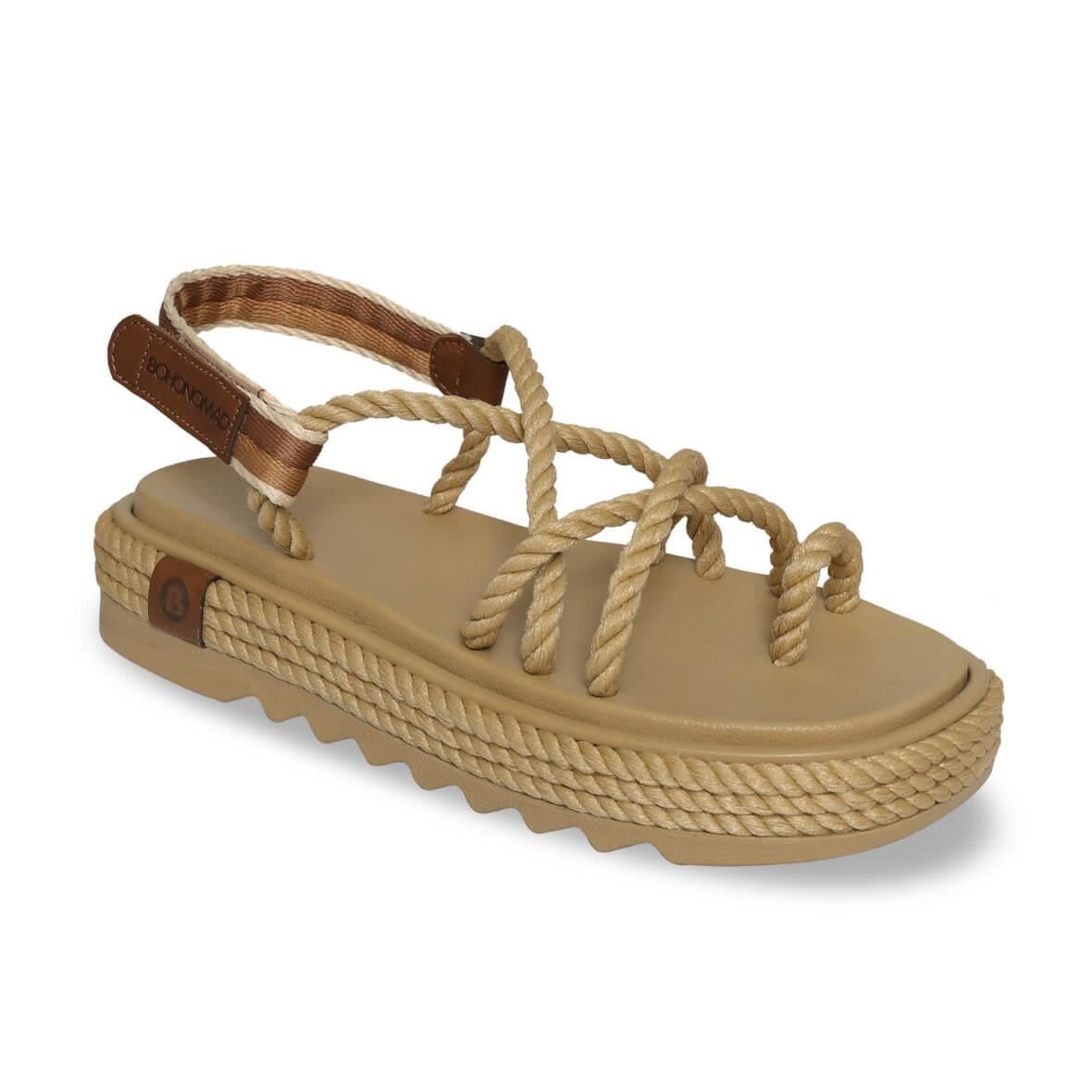 Bohonomad Ibiza Mid Platform Kadın Sandalet - Bej