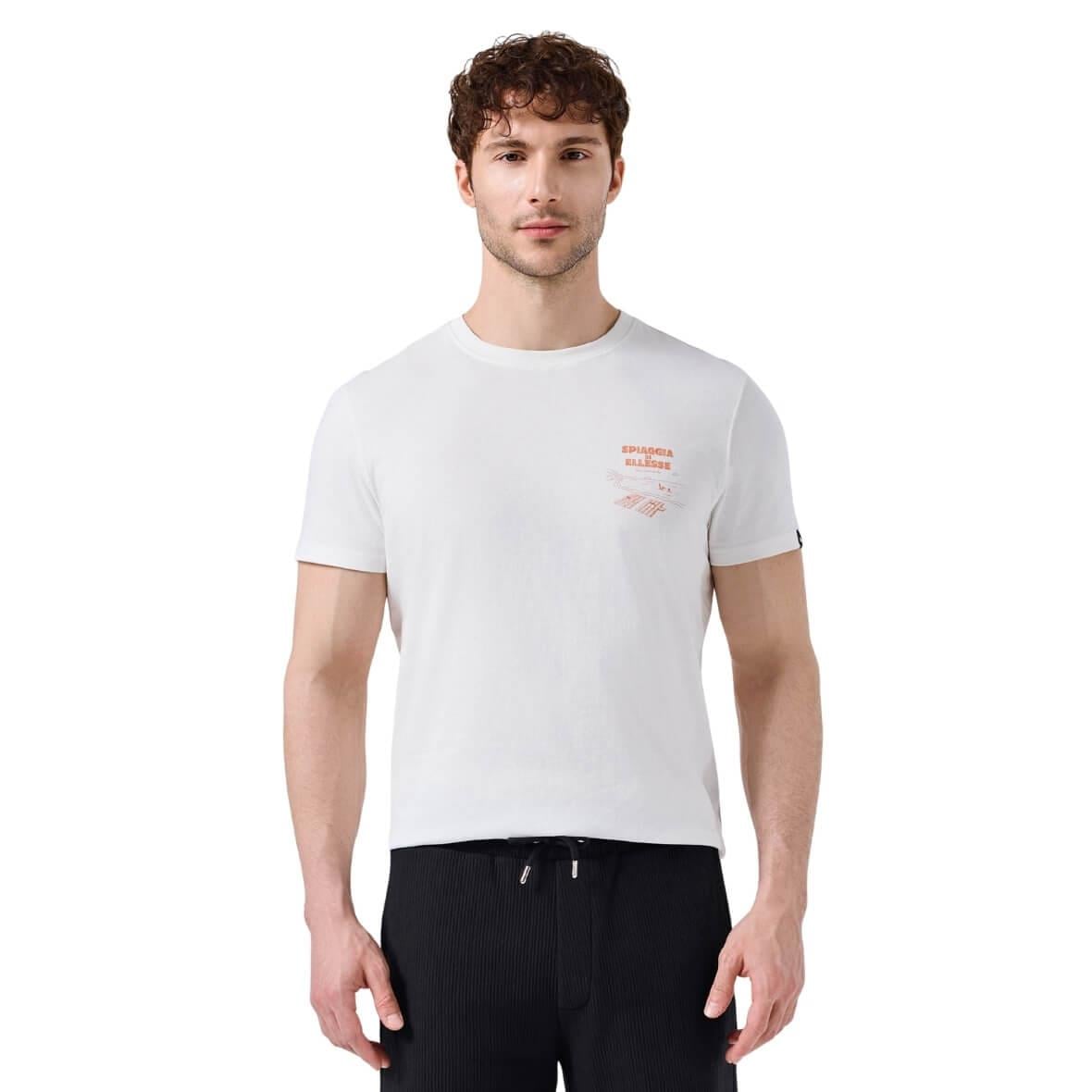 Ellesse 6SM5065-OF Bisiklet Yaka Erkek T-Shirt - Kırık Beyaz
