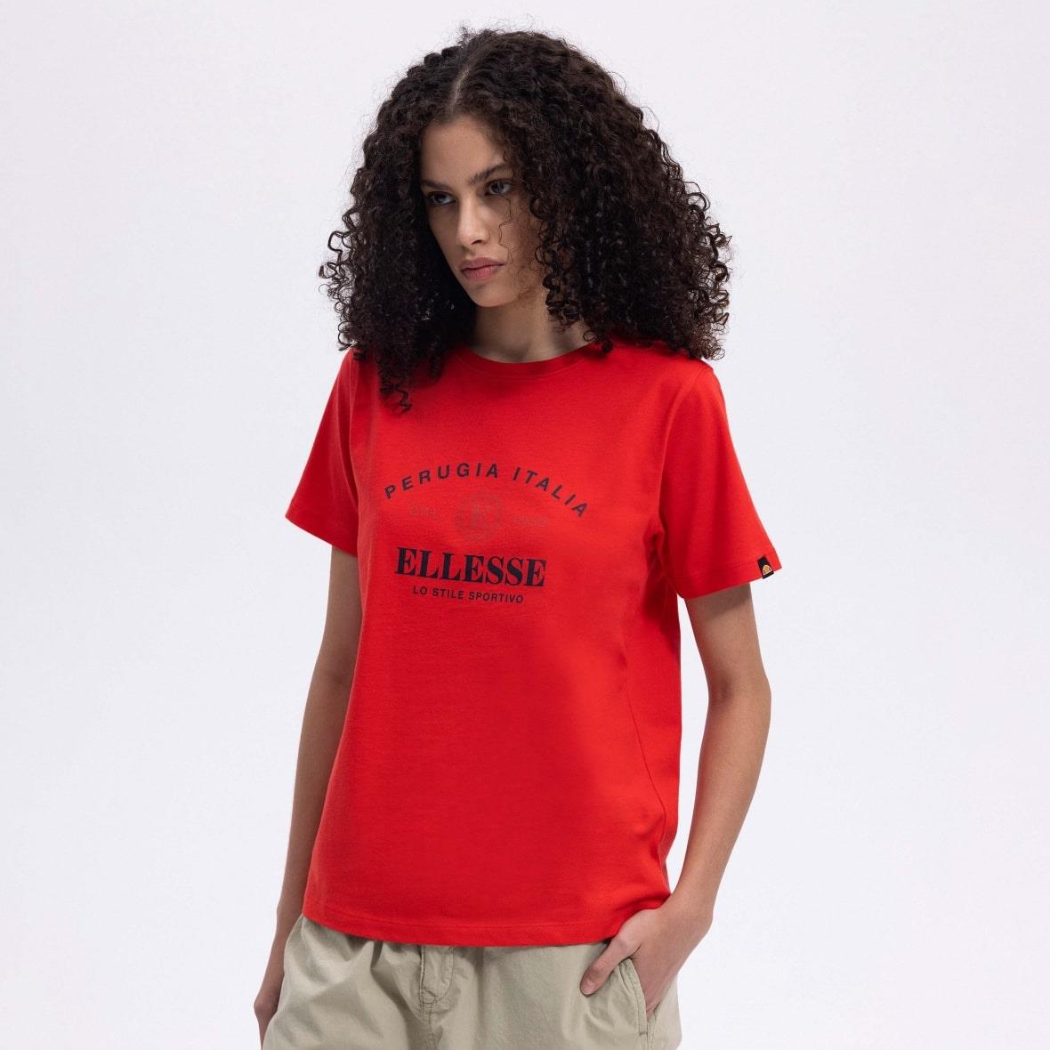 Ellesse EF446-RD Bisiklet Yaka Kadın T-Shirt - Kırmızı