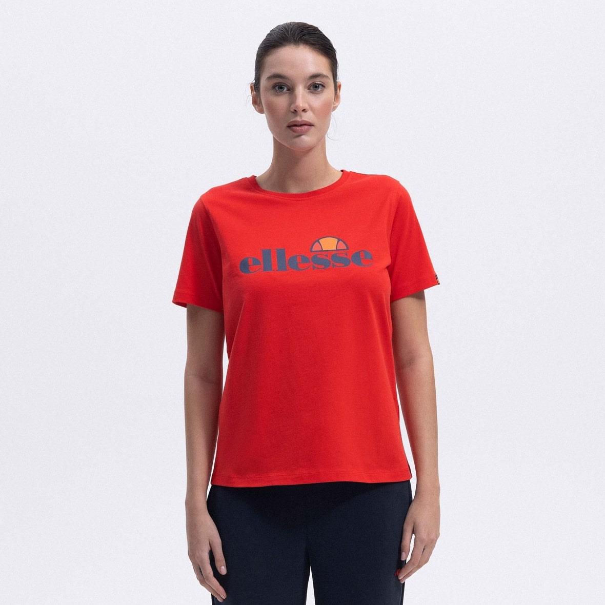 Ellesse EF448-RD Bisiklet Yaka Kadın T-Shirt - Kırmızı