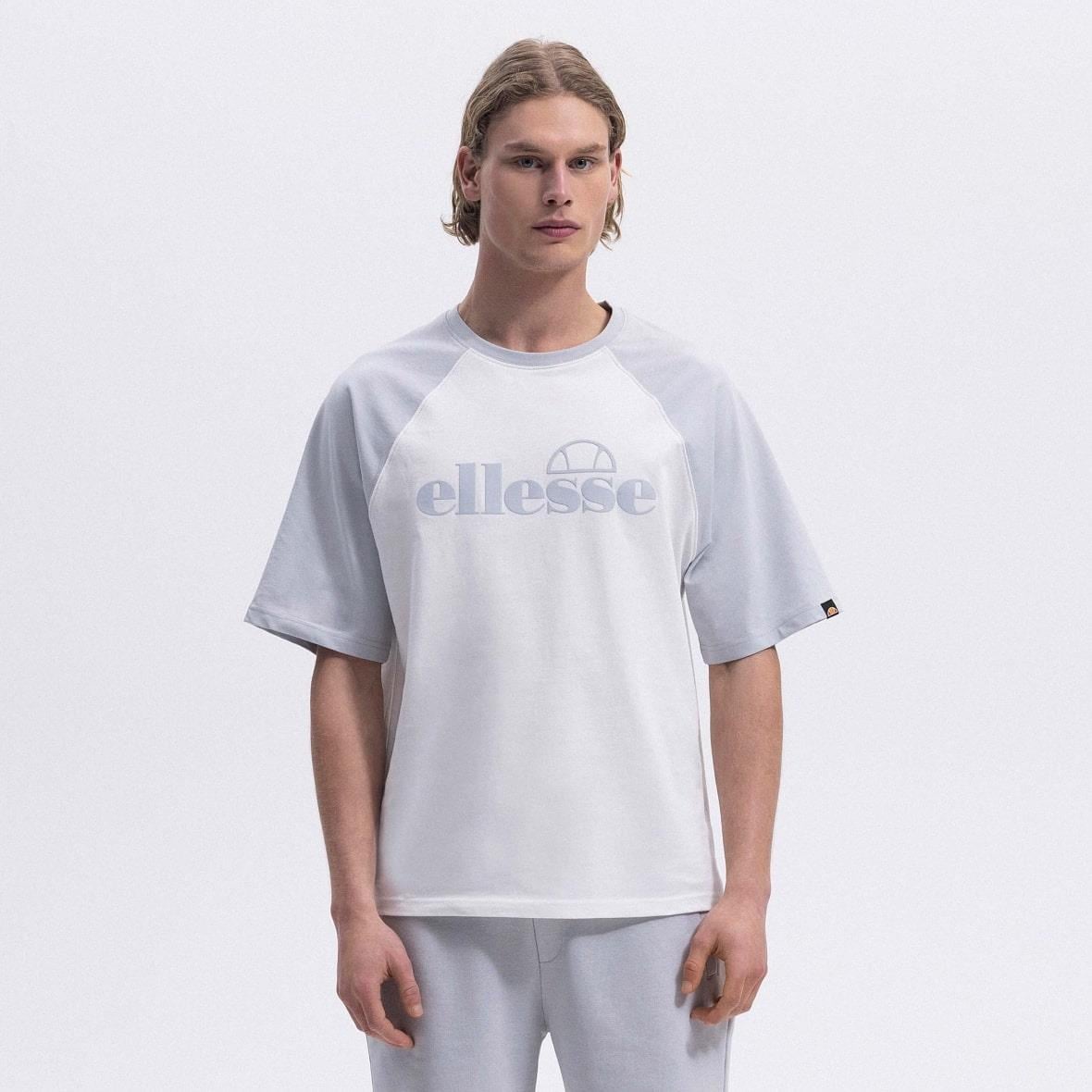 Ellesse EM009-2-SGR Bisiklet Yaka Erkek T-Shirt - Beyaz / Gri