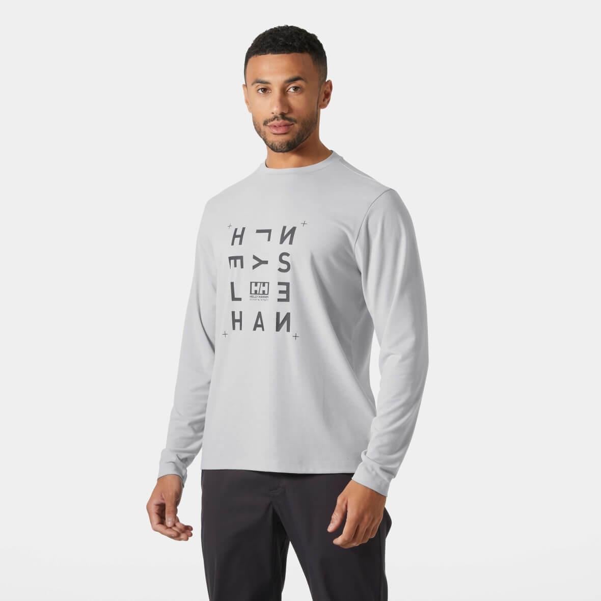 Helly Hansen Skog Graphic LS Uzun Kollu Erkek T-Shirt - Gri