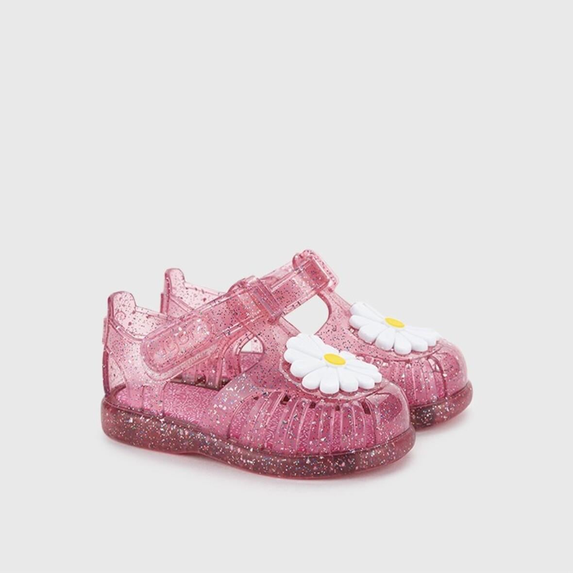 Igor Tobby Gloss Flor Çocuk Sandalet - Simli Fuşya