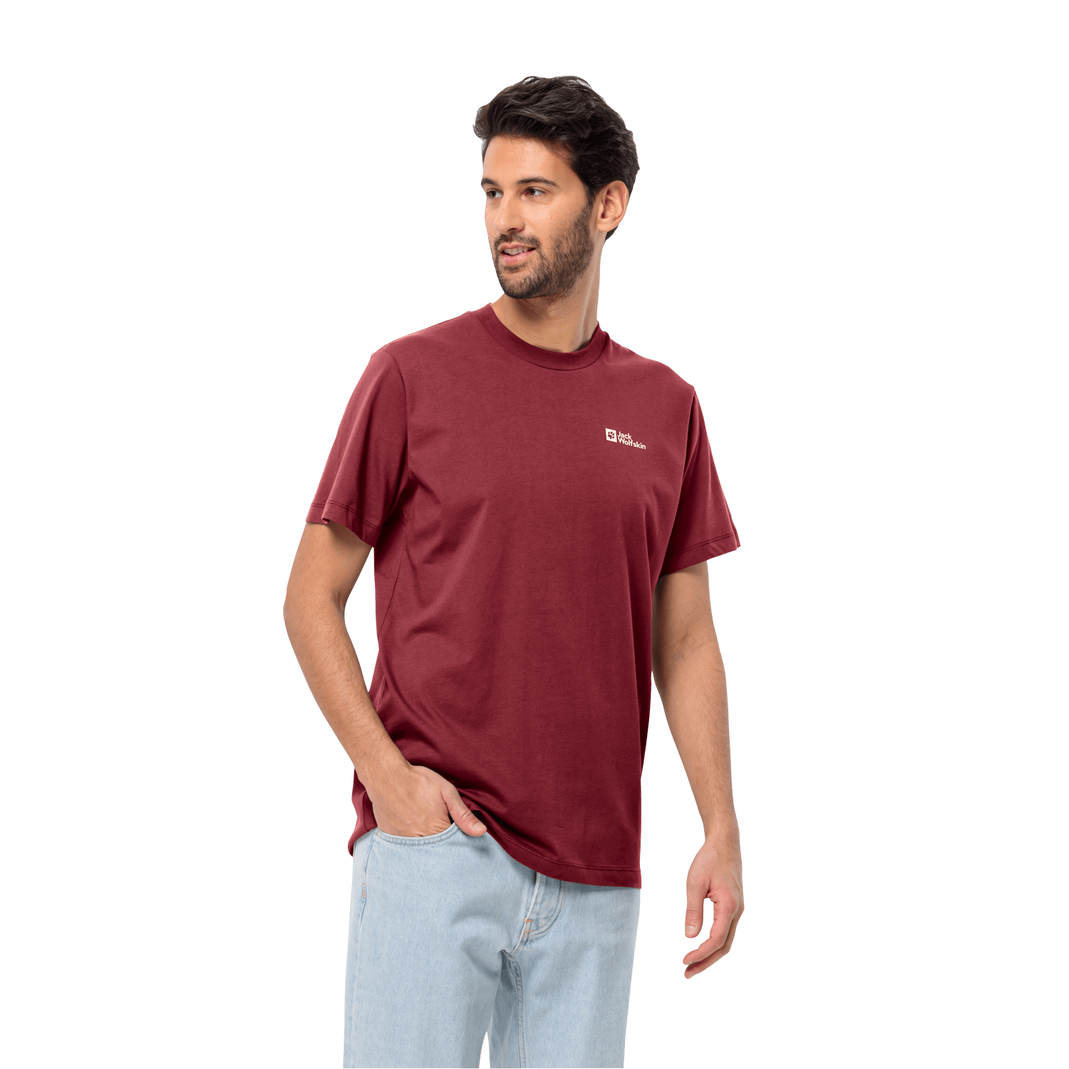 Jack Wolfskin Essential T M Erkek T-Shirt - Bordo