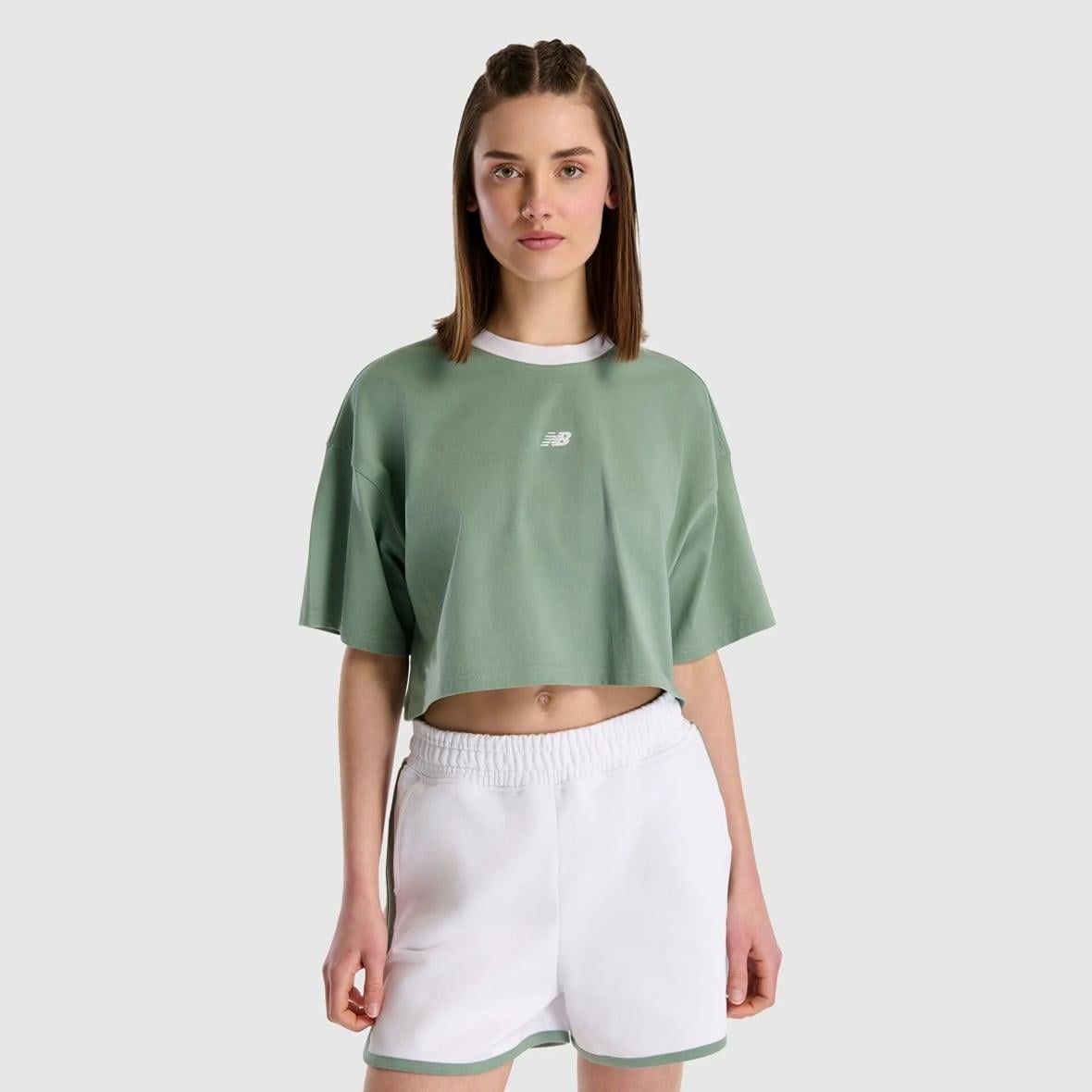 New Balance WNT1515-CYS Crop Kadın T-Shirt - Yeşil