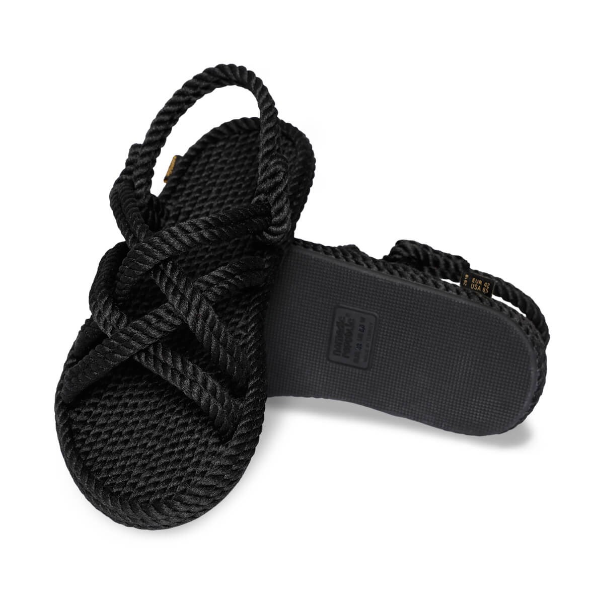 Nomadic Republic Bodrum Kauçuk Tabanlı Erkek Halat Sandalet - Siyah