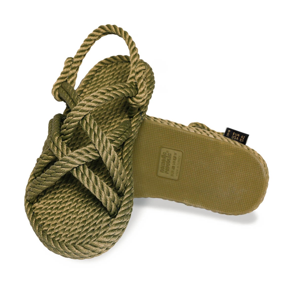 Nomadic Republic Bodrum Kauçuk Tabanlı Erkek Halat Sandalet - Haki