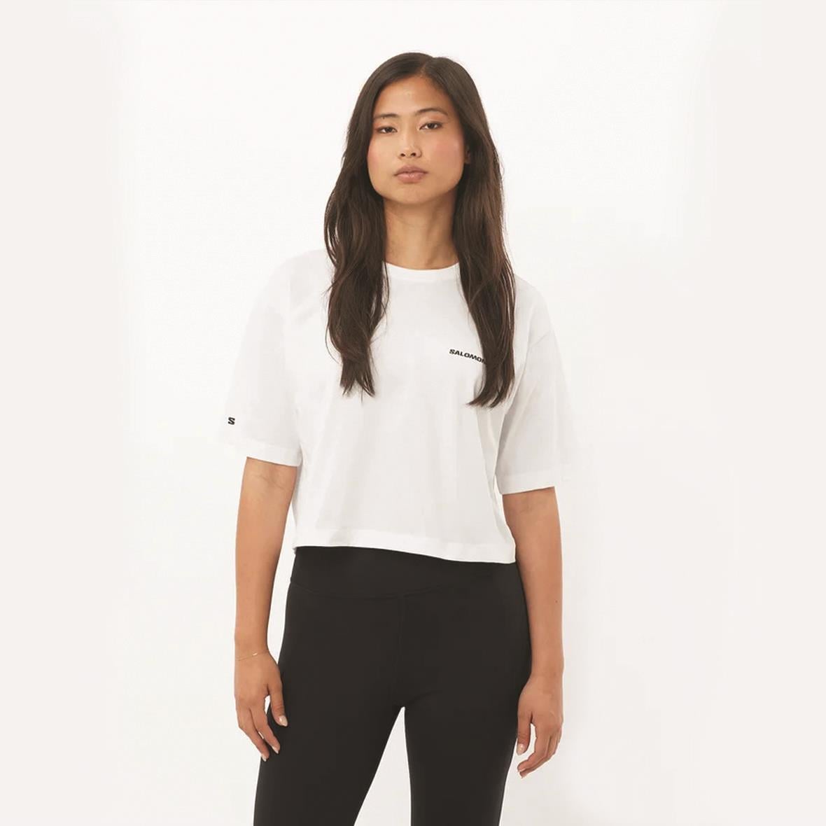 Salomon Logo Short Tee W Crop Kadın T-Shirt - Beyaz