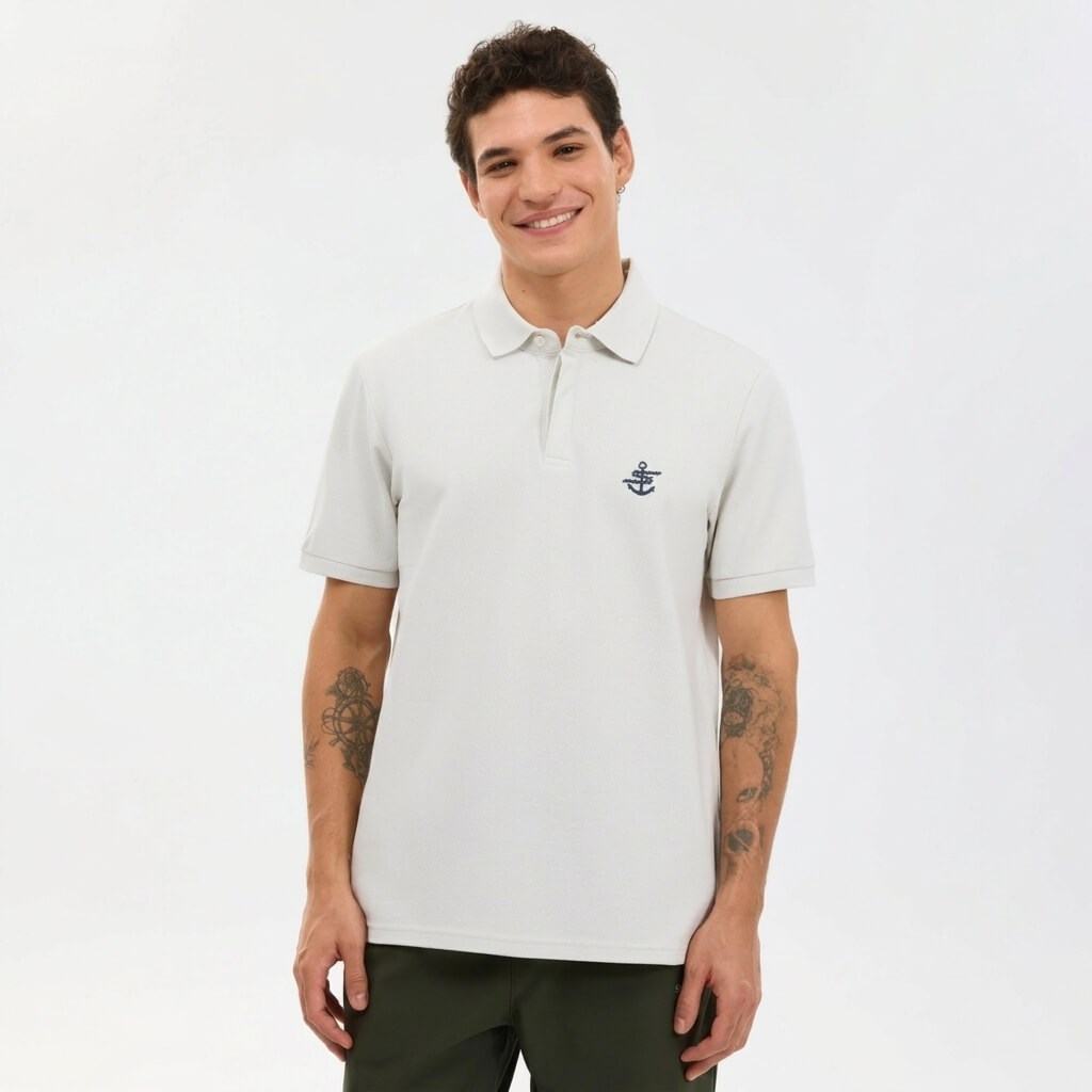 Skechers M Logo Printed Polo T-Shirt S2610085-4036 Erkek T-Shirt - Ekru