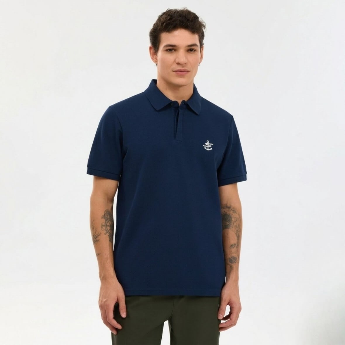 Skechers M Logo Printed Polo T-Shirt S2610085-0505 Erkek T-Shirt - Lacivert