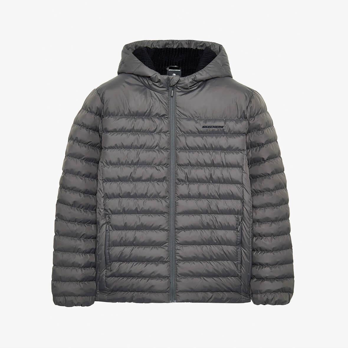 Skechers M Outwear Polar Lining Padded Jacket S242095-003 Kapüşonlu Erkek Mont - Antrasit