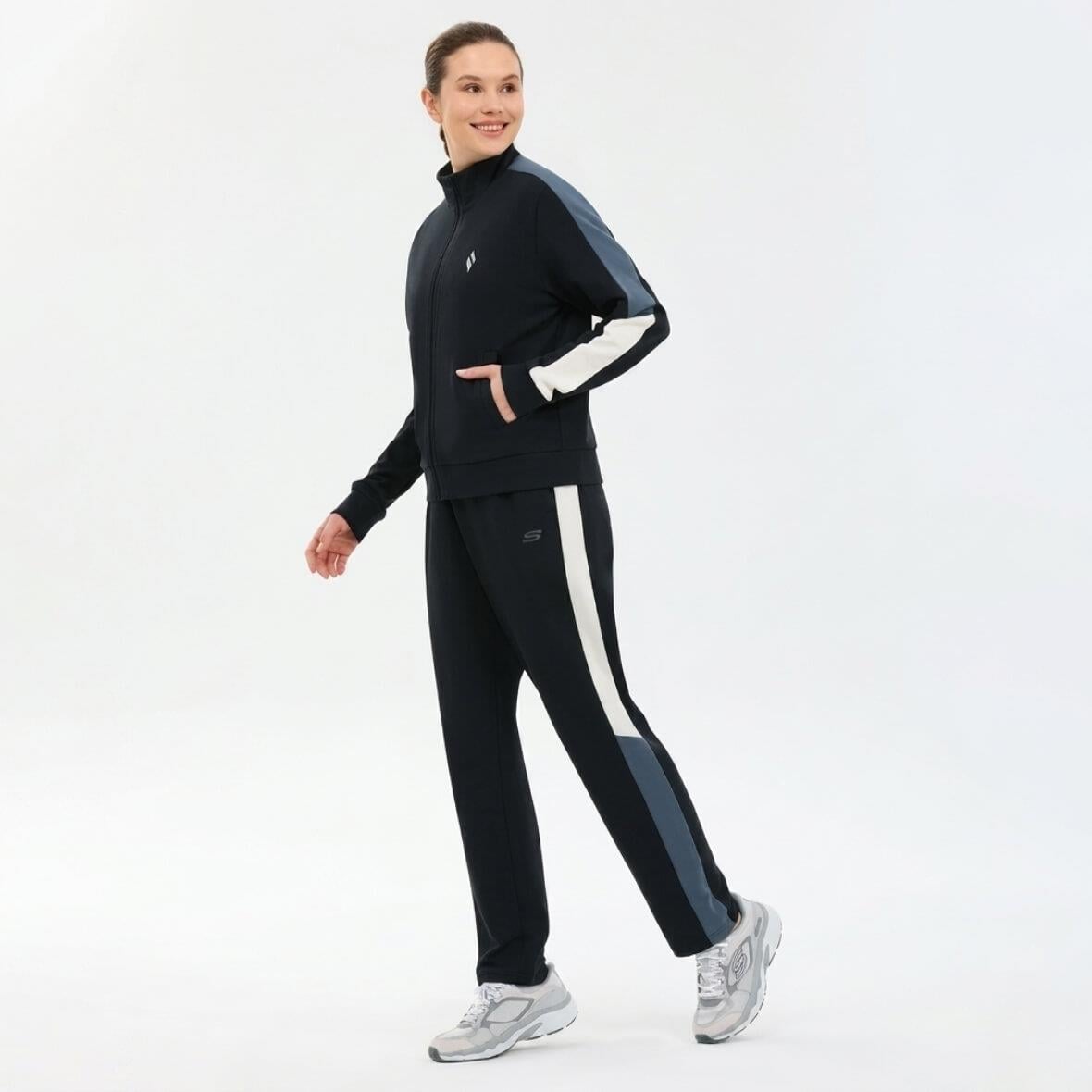 Skechers W Colour Block Track Suit S2610027-3817 Kadın Eşofman Takımı - Siyah