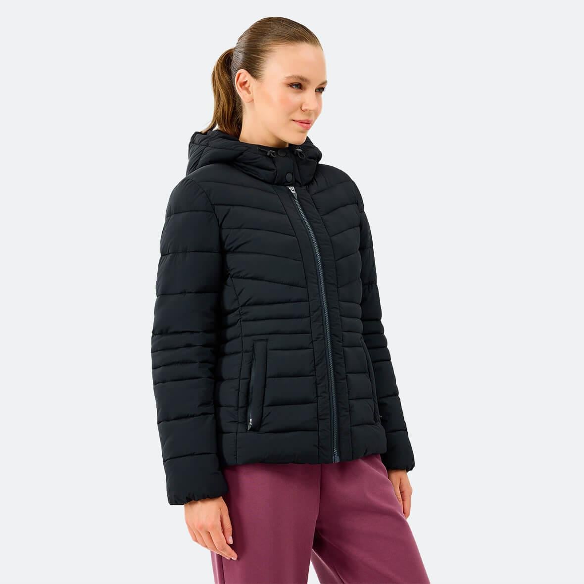 Skechers W Fitted Hoodie Puffer Jacket S2520203-3817 Kadın Mont - Siyah
