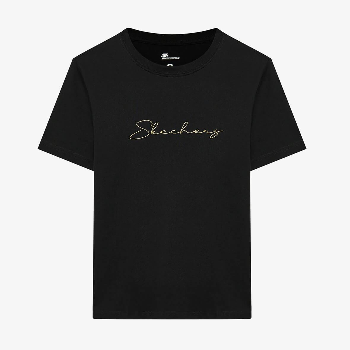 Skechers W Graphic Tee Light Weight Regular T-Shirt S242166-001 Kadın T-shirt - Siyah