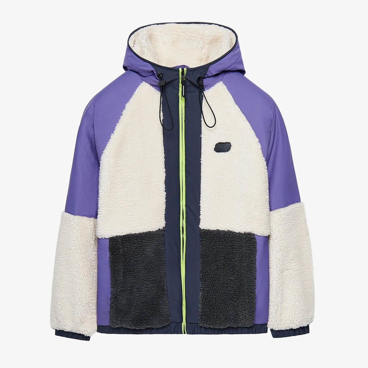 Skechers W Outdoor Fleece Full Zip Sherpa Jacket S232311-4198 Kadın Mont - Mor / Krem / Antrasit