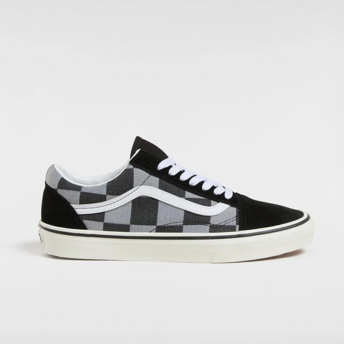 Vans Old Skool Erkek Ayakkabı - Mono Checkerboard Siyah 