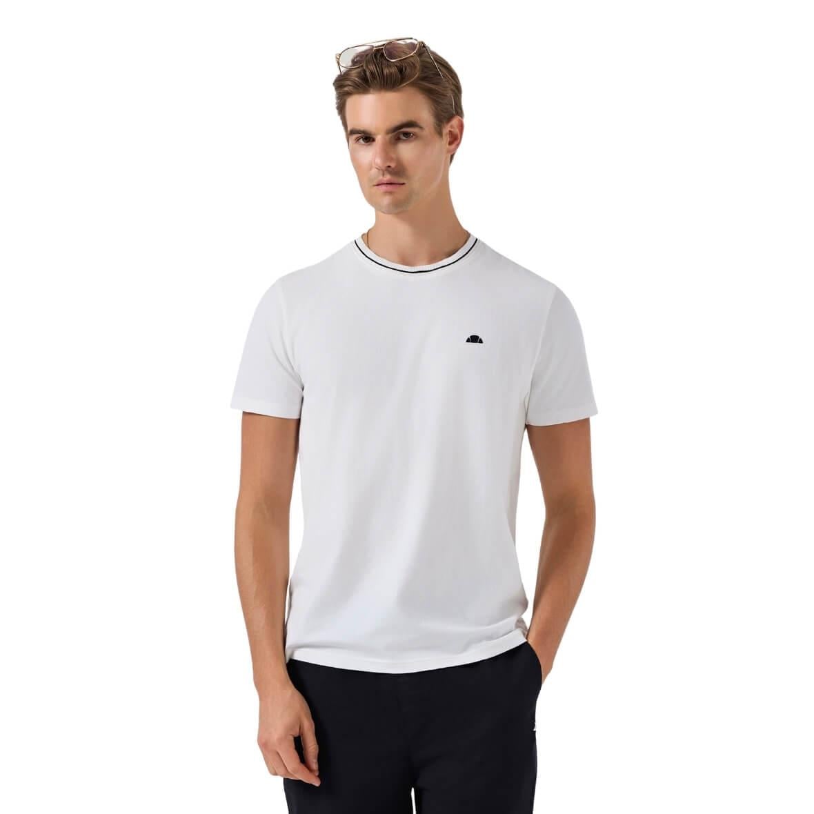  Ellesse 6SM5058-OF Bisiklet Yaka Erkek Triko T-Shirt - Kırık Beyaz
