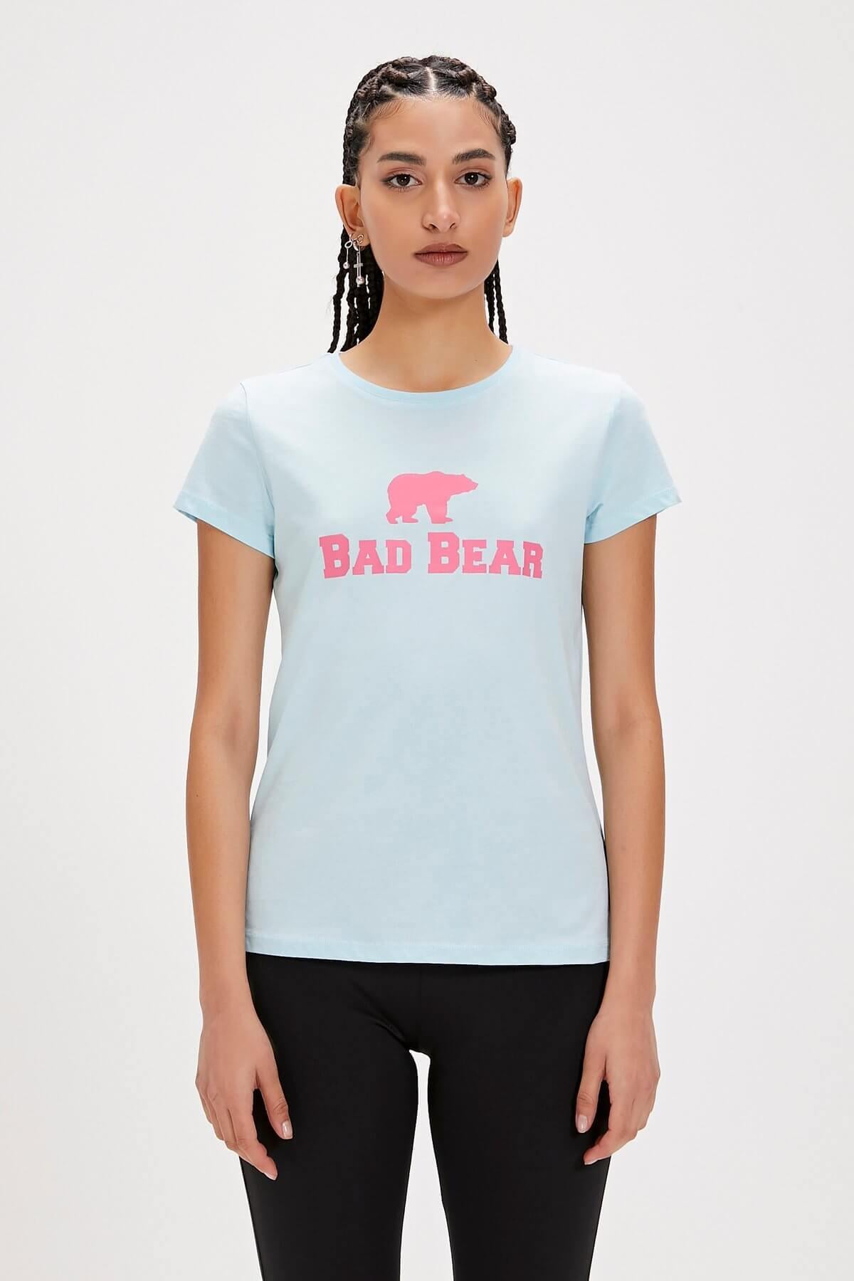 Bad Bear Logo Tee Kadın T-Shirt - Gök Mavi