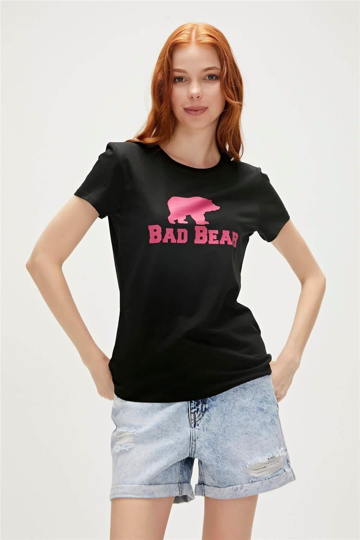 Bad Bear Logo Tee Kadın T-Shirt - Siyah