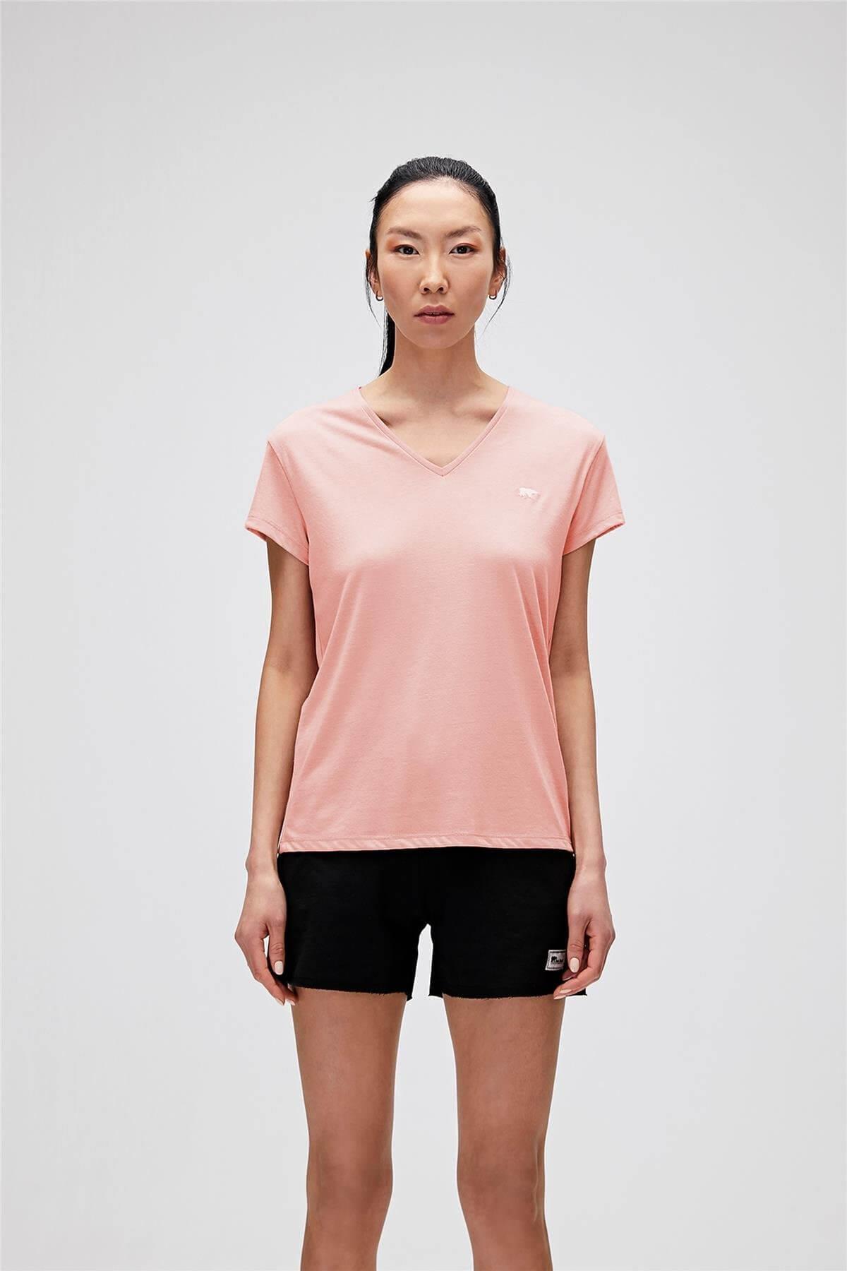Bad Bear Violet V-Neck Kadın T-Shirt - Pembe