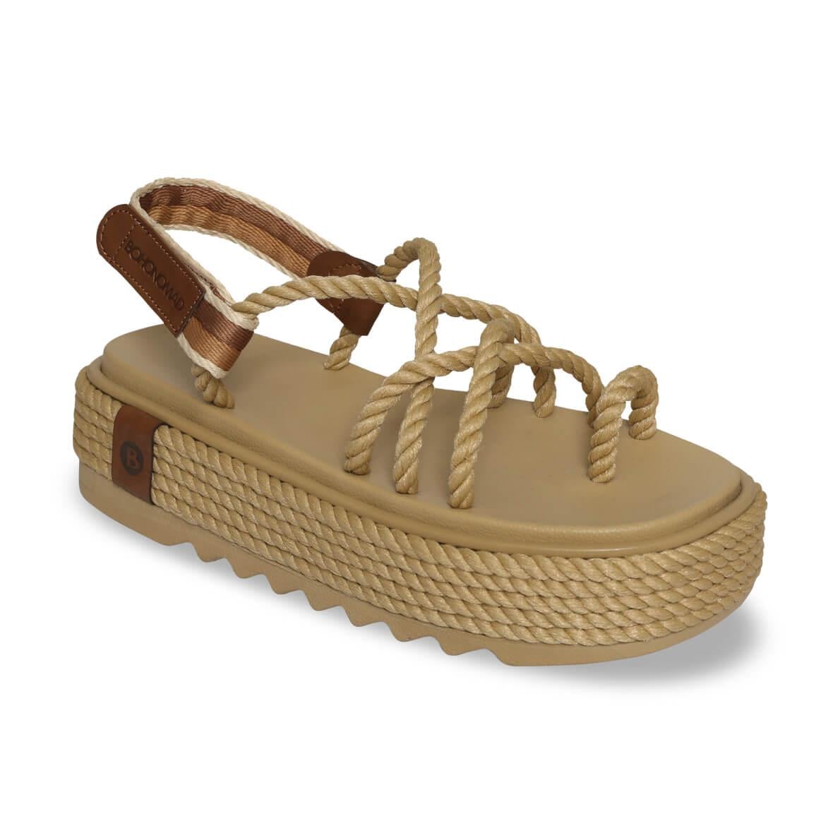 Bohonomad Ibiza Chunky Platform Kadın Sandalet - Bej
