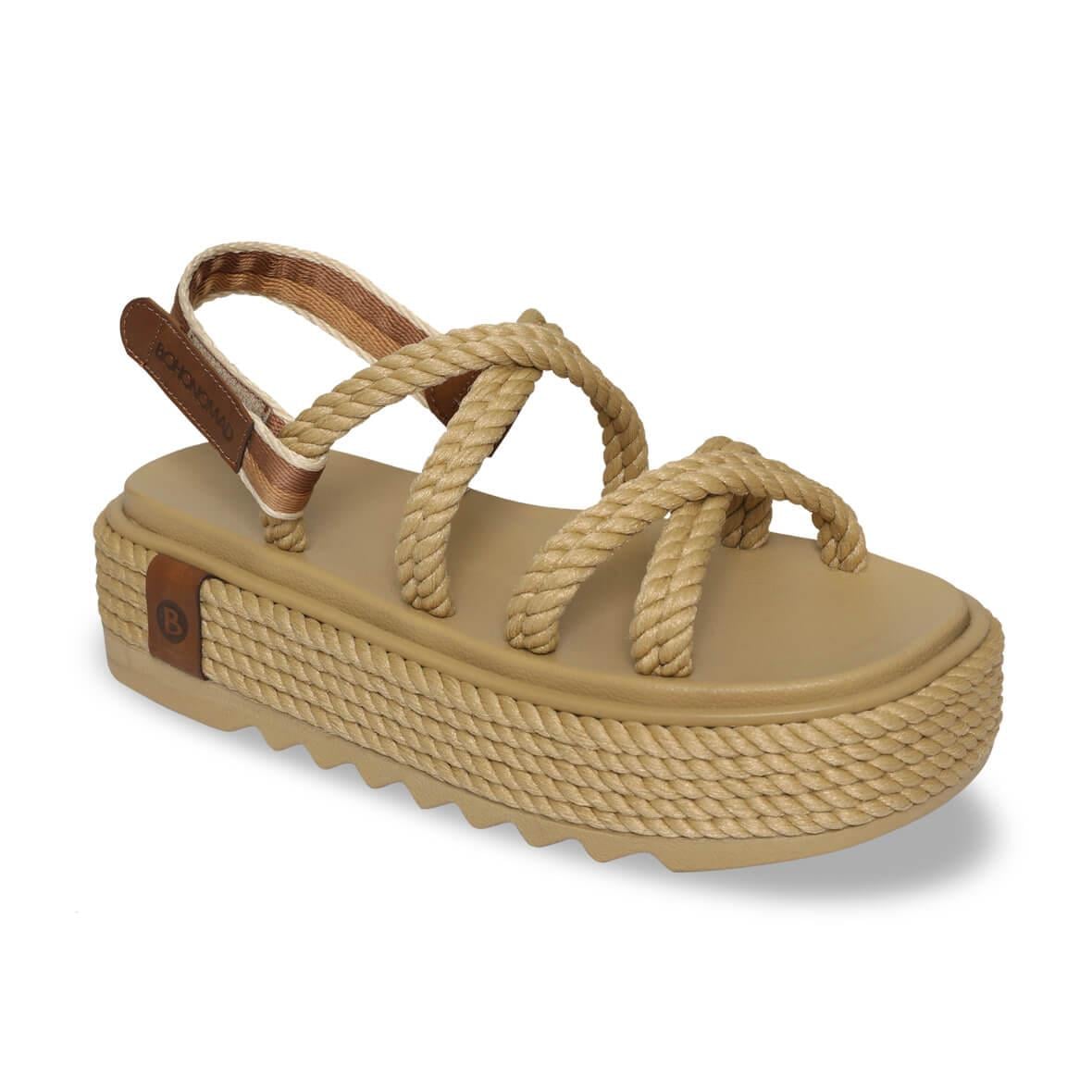 Bohonomad Tahiti Chunky Platform Kadın Sandalet - Bej