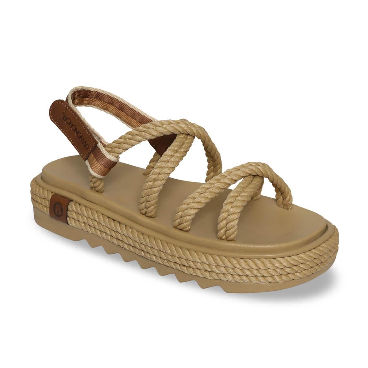 Bohonomad Tahiti Mid Platform Kadın Sandalet - Bej