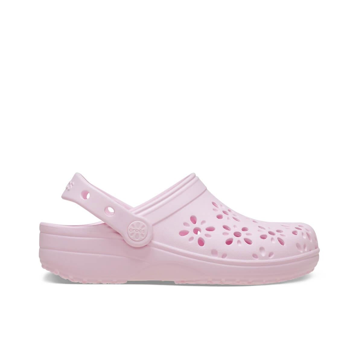 Crocs Classic Floral Cut Out Clog K Çocuk Terlik - Pembe