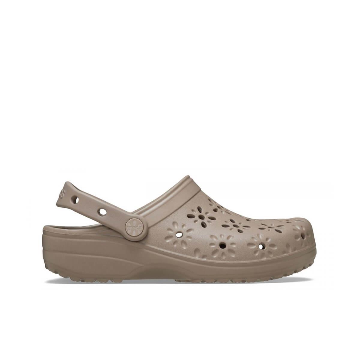 Crocs Classic Floral Cut Out Clog Kadın Terlik - Sütlü Kahve