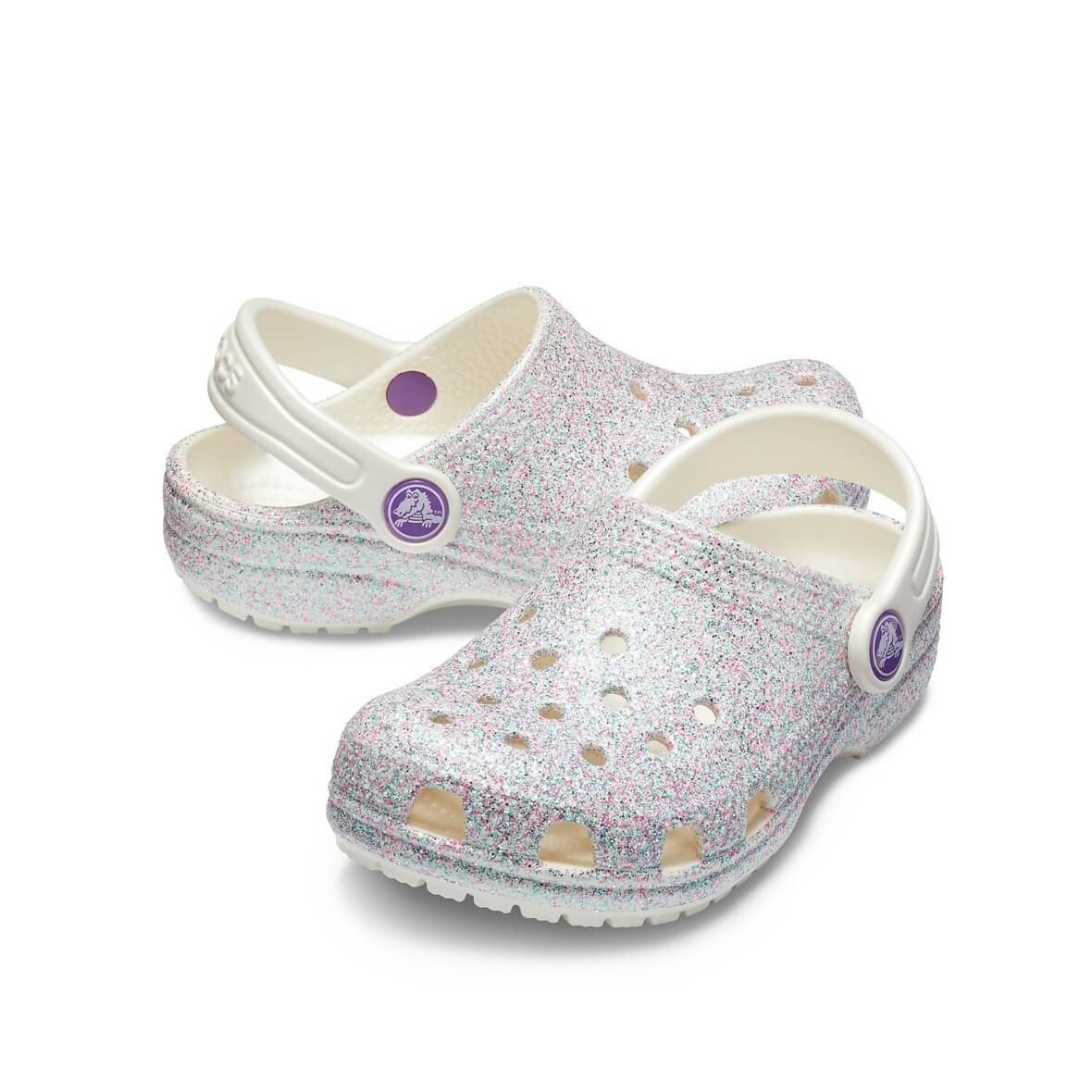 Crocs Classic Glitter Clog K Oyster (İstiridye) Çocuk Terlik & Sandalet