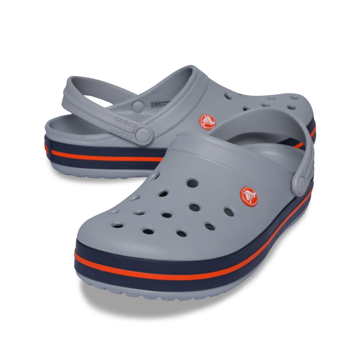Crocs Crocband Erkek Terlik & Sandalet - Light Grey/Navy (Açık Gri/Lacivert)