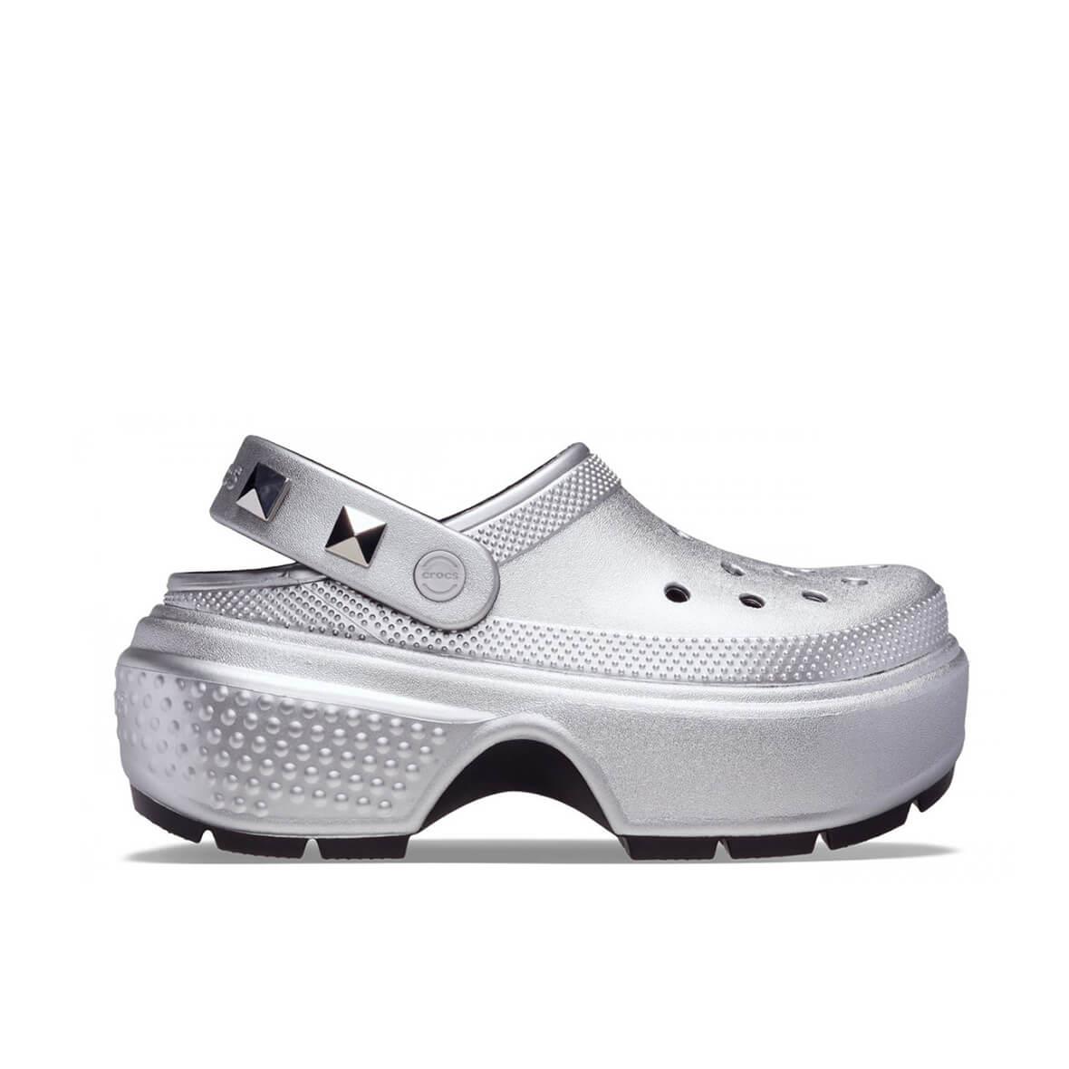 Crocs Stomp Metallic Clog Bayan Terlik - Gümüş
