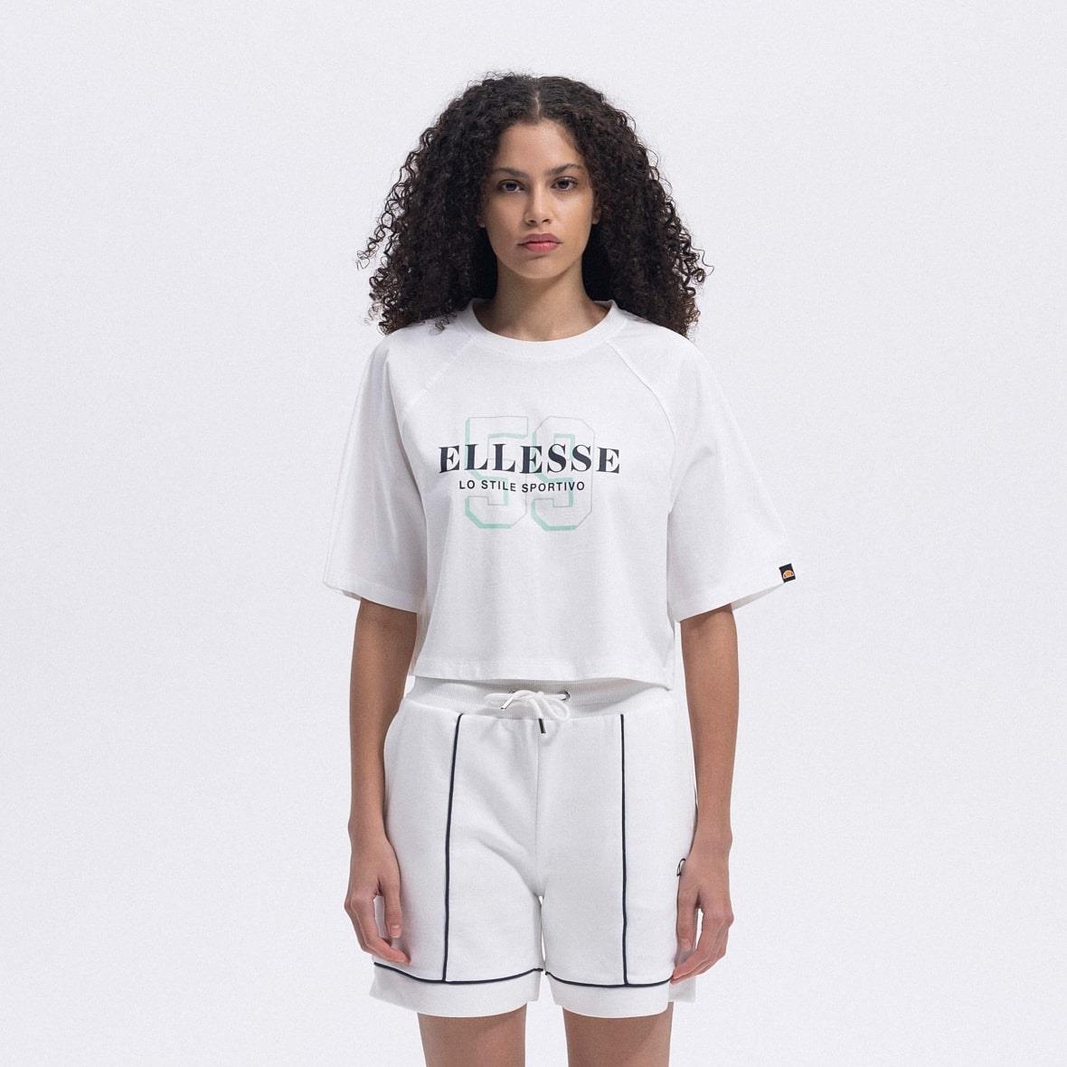 Ellesse EF443-OF Bisiklet Yaka Crop  Kadın T-Shirt - Kırık Beyaz