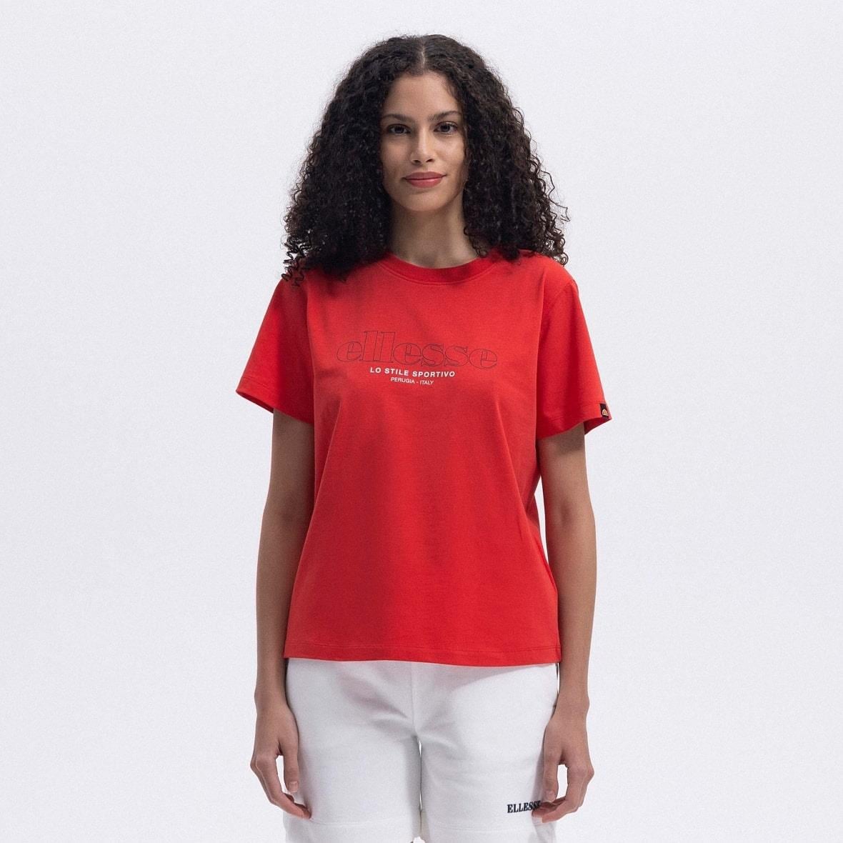 Ellesse EF445-RD Bisiklet Yaka Kadın T-Shirt - Kırmızı