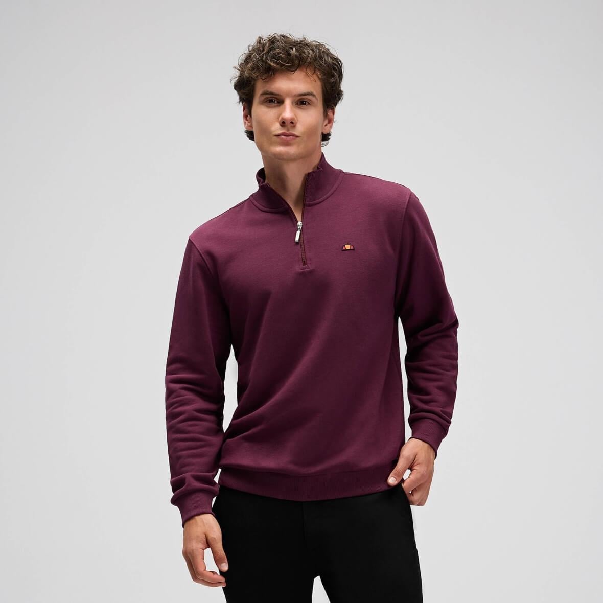 Ellesse EF580-BRD Yarım Fermuarlı Erkek Sweatshirt - Bordo
