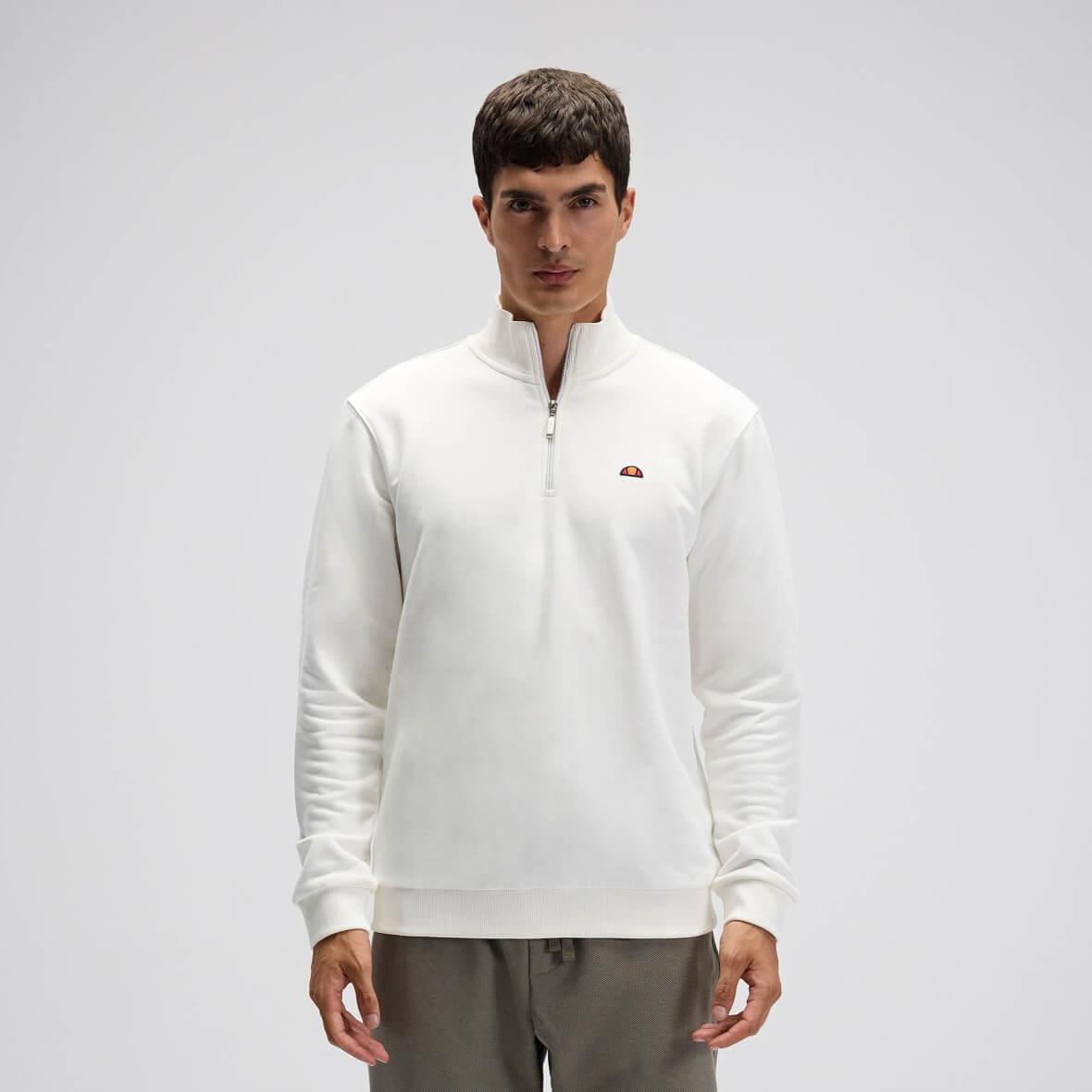 Ellesse EF580-OF Yarım Fermuarlı Erkek Sweatshirt - Kırık Beyaz