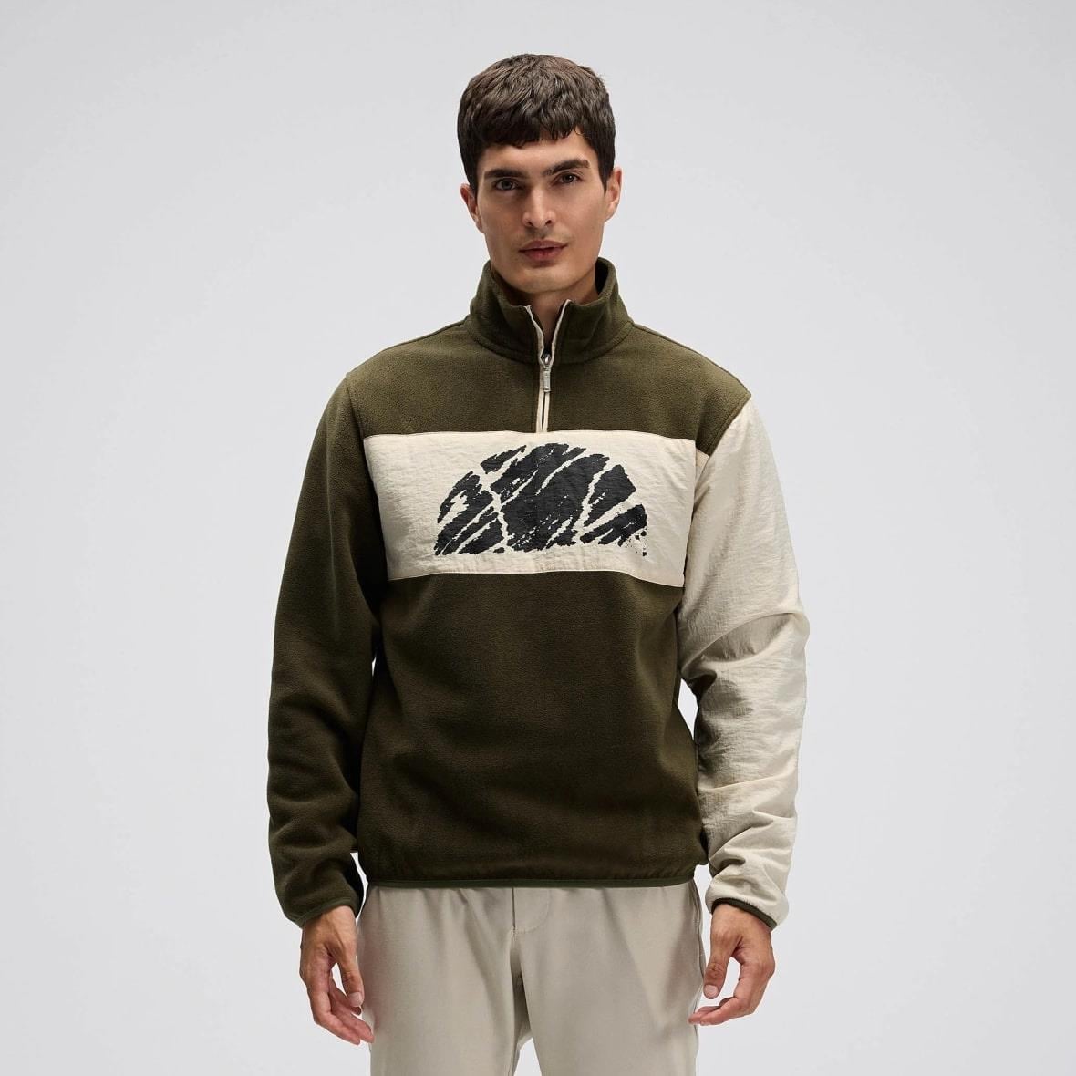 Ellesse EM519-KH Yarım Fermuarlı Polar Erkek Sweatshirt - Haki / Bej