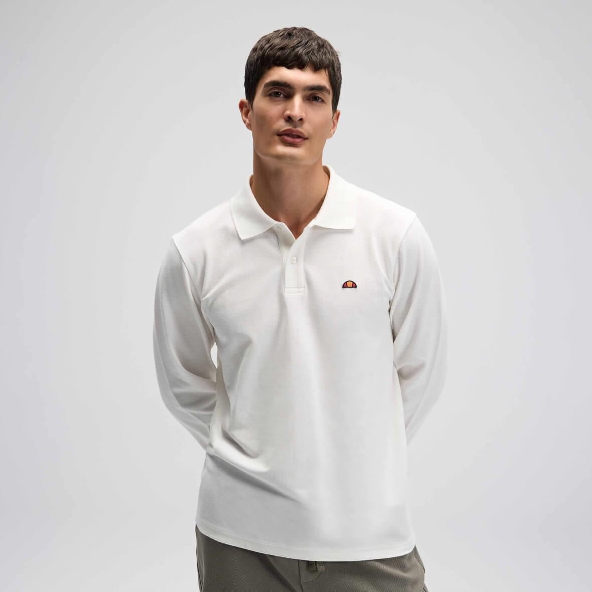 Ellesse EM582-OF Erkek Polo Yaka Sweatshirt - Kırık Beyaz