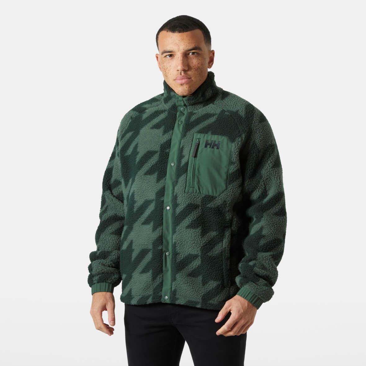 Helly Hansen Panorama Printed Pile Snap Jacket Erkek Mont - Haki