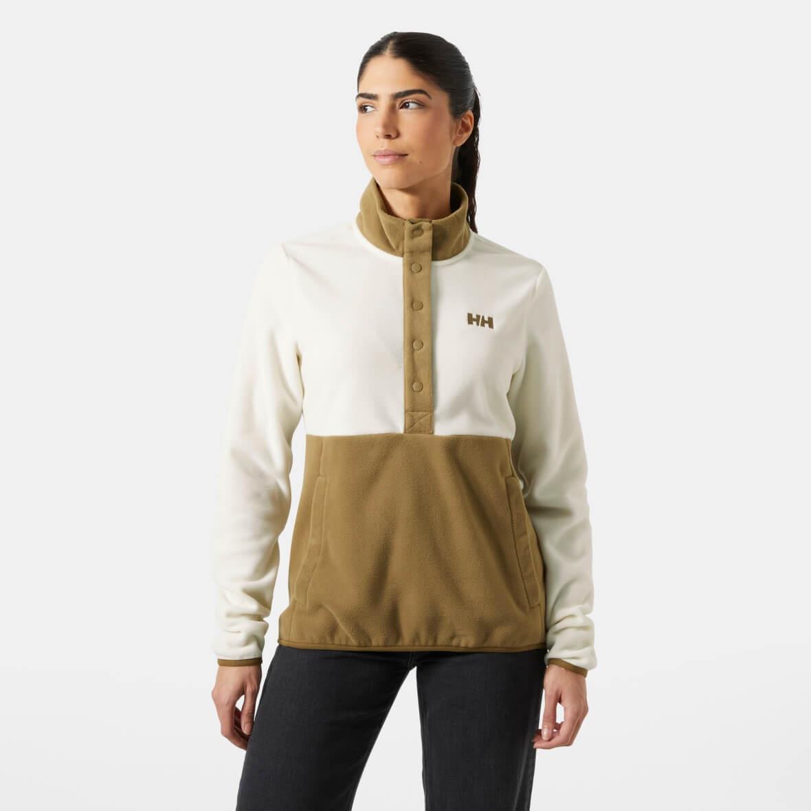 Helly Hansen W Daybreaker Snap Pullover Polar Kadın Sweatshirt - Krem / Latte