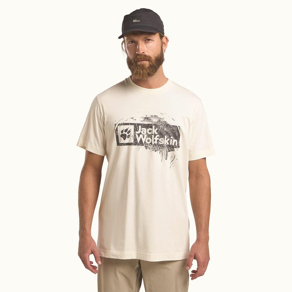 Jack Wolfskin Brand T M Erkek T-Shirt - Kırık Beyaz