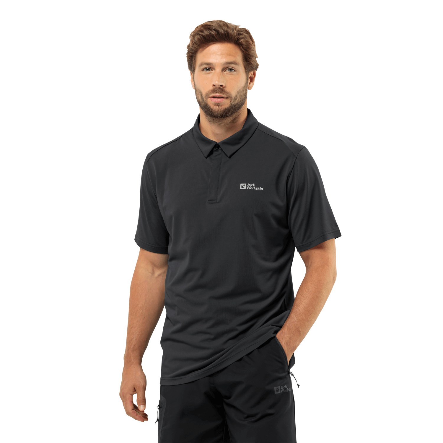 Jack Wolfskin Delgami Polo M Erkek T-Shirt - Siyah
