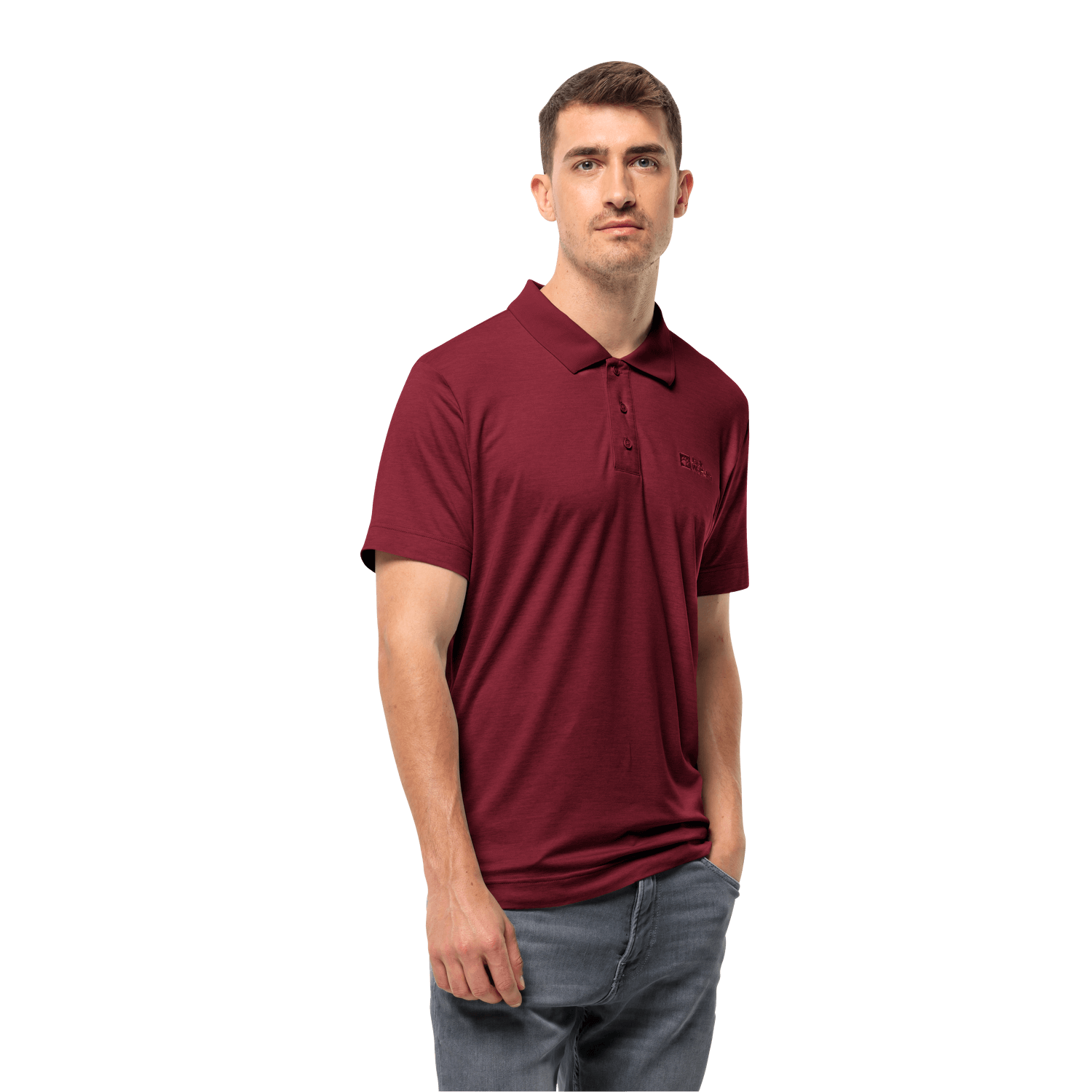 Jack Wolfskin Travel Polo M Erkek T-Shirt - Bordo