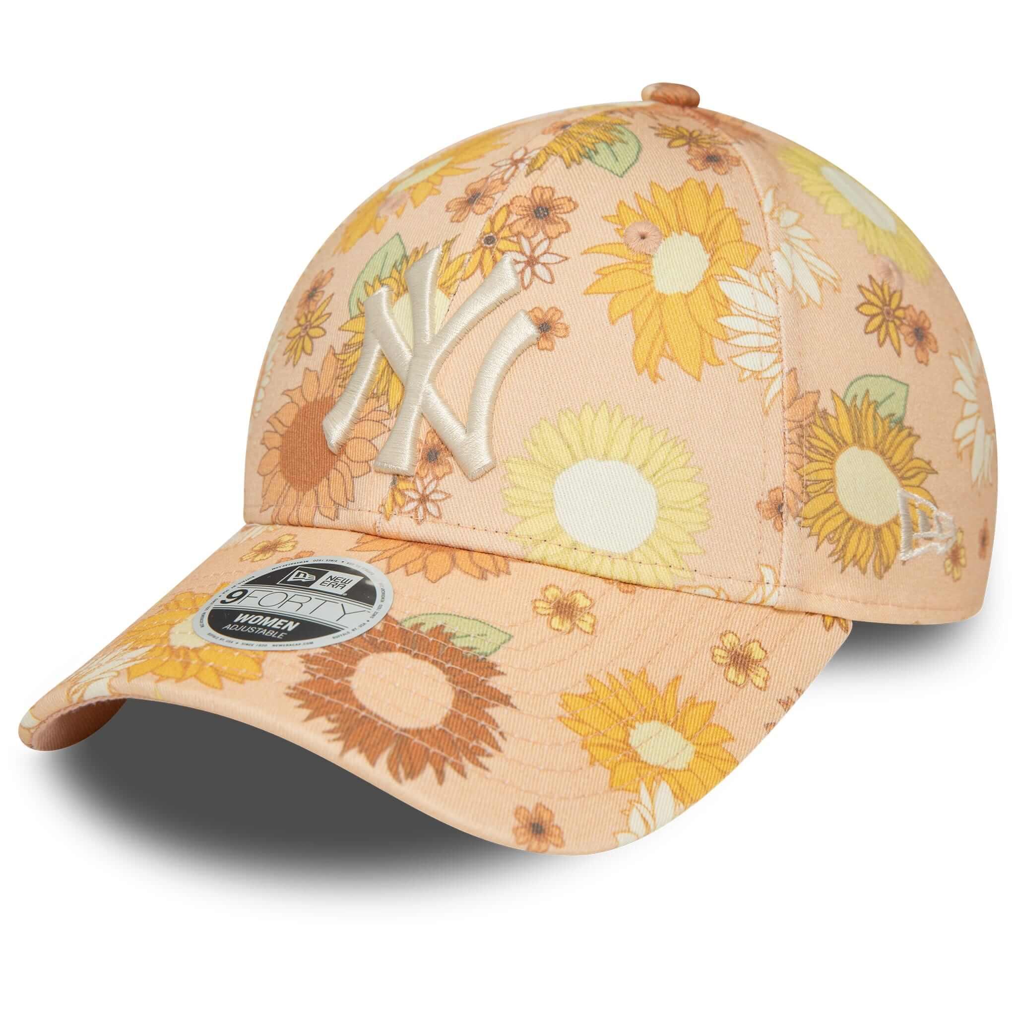 New Era Şapka - Wmns Floral AOP 9FORTY New York Yankees - Kavuniçi