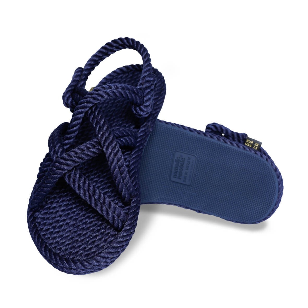 Nomadic Republic Bodrum Kauçuk Tabanlı Kadın Halat Sandalet - Lacivert