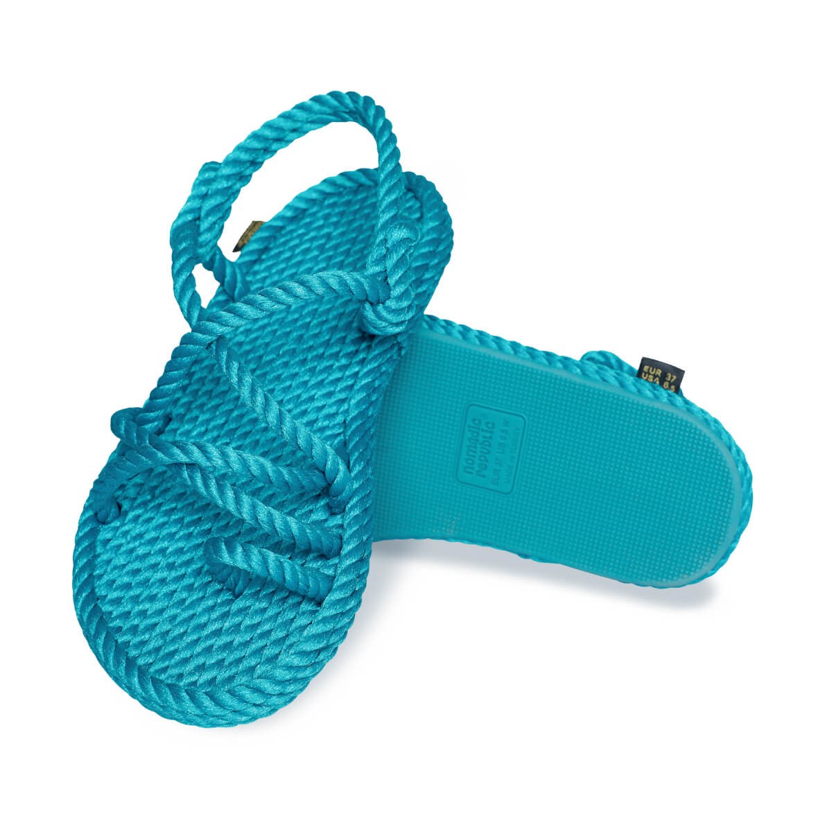 Nomadic Republic İbiza Kauçuk Tabanlı Kadın Halat Sandalet - Turkuaz